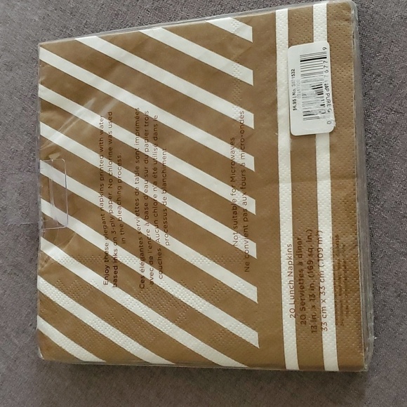 20 Papyrus lunch napkins ONE PACK of 20 napkins goil foil brown & white - Picture 2 of 4